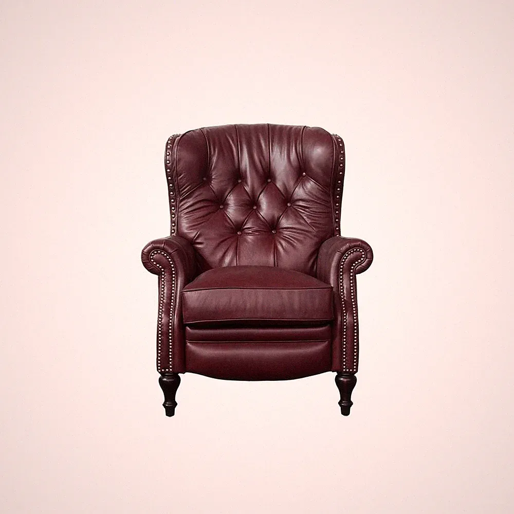 Red Leather Recliner with Hardwood Plywood Frame for Stylish Comfort